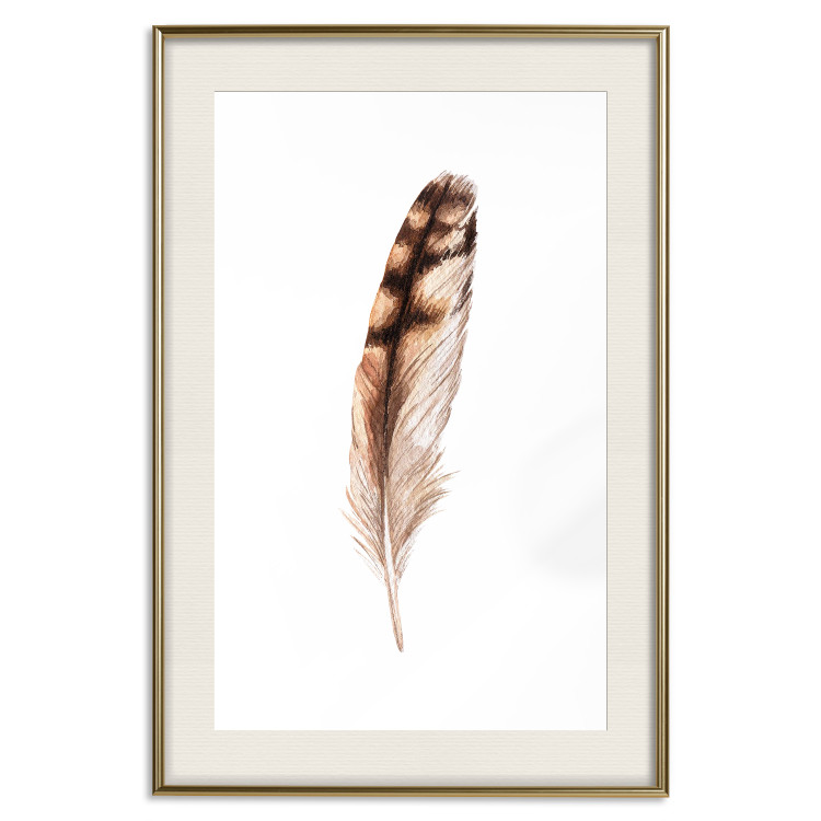 Wall Poster Magic Feather - brown bird feather on a contrasting white background 129914 additionalImage 20