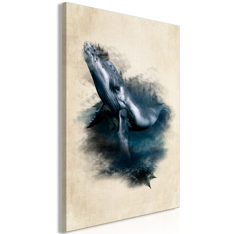 Canvas Underwater Adventure (1-piece) Vertical - drawing of a fish against an ocean backdrop 130414 additionalImage 2