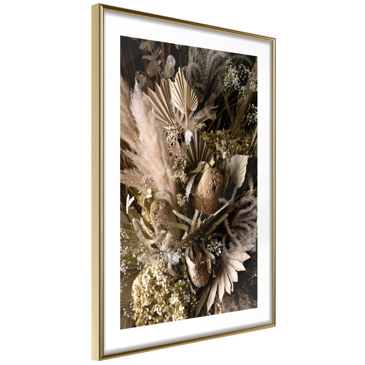 Poster Baroque Splendor - bouquet of various plants on a black background in boho style 130514 additionalImage 9