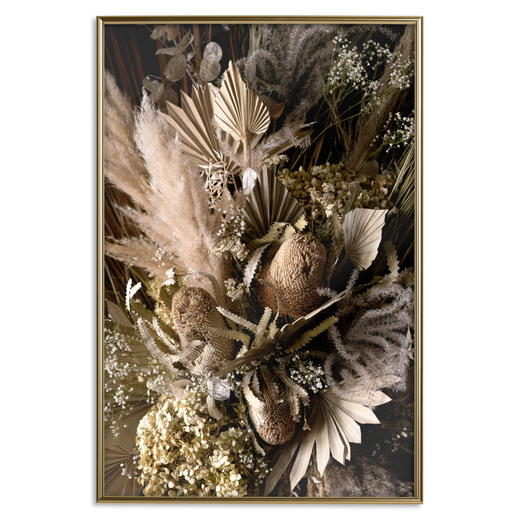 Poster Baroque Splendor - bouquet of various plants on a black background in boho style 130514 additionalImage 21