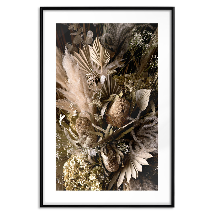 Poster Baroque Splendor - bouquet of various plants on a black background in boho style 130514 additionalImage 17