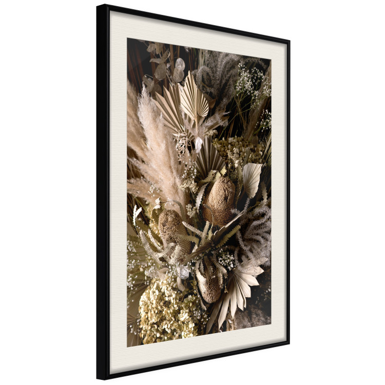 Poster Baroque Splendor - bouquet of various plants on a black background in boho style 130514 additionalImage 2