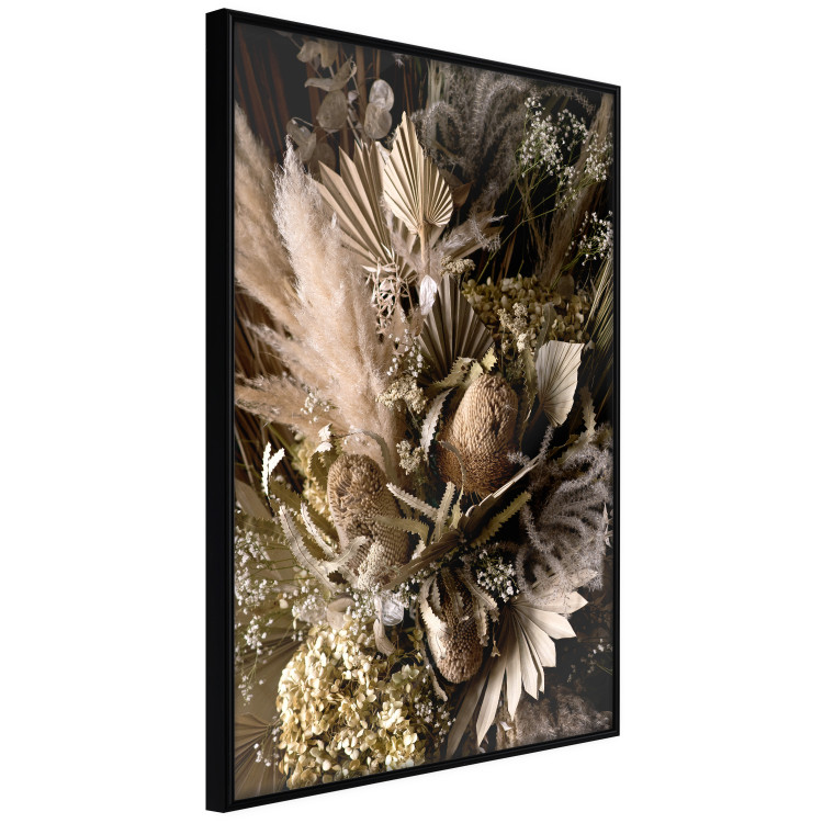 Poster Baroque Splendor - bouquet of various plants on a black background in boho style 130514 additionalImage 11