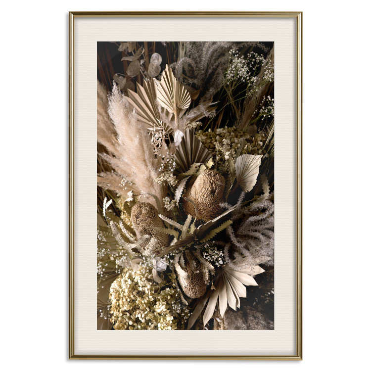 Poster Baroque Splendor - bouquet of various plants on a black background in boho style 130514 additionalImage 20