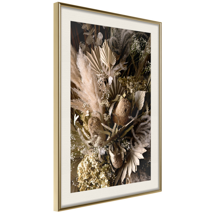 Poster Baroque Splendor - bouquet of various plants on a black background in boho style 130514 additionalImage 3