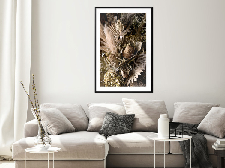 Poster Baroque Splendor - bouquet of various plants on a black background in boho style 130514 additionalImage 23