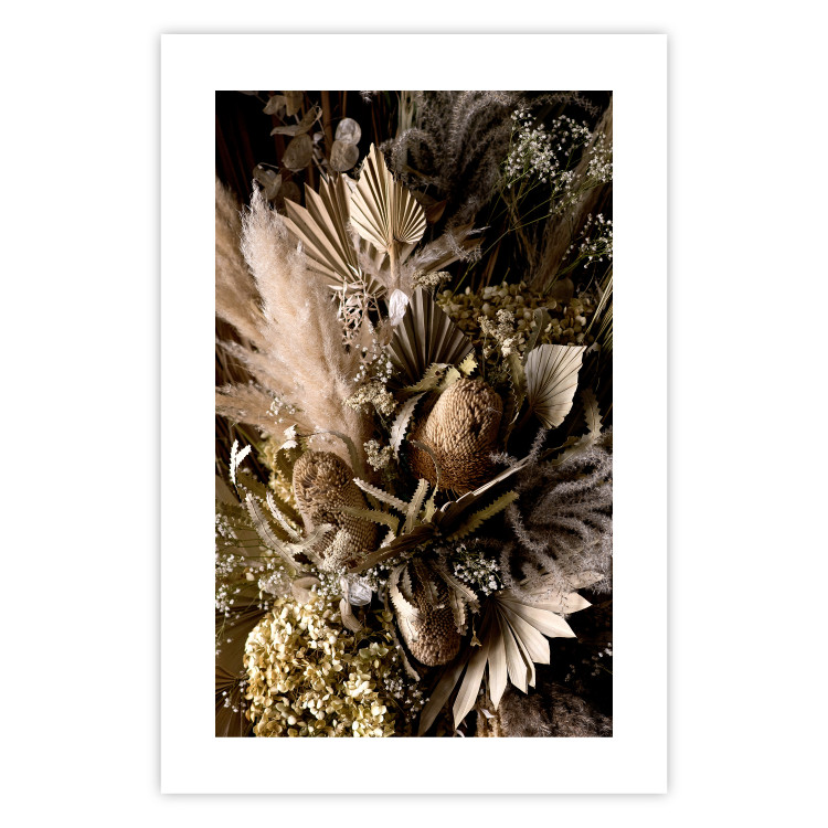 Poster Baroque Splendor - bouquet of various plants on a black background in boho style 130514 additionalImage 25