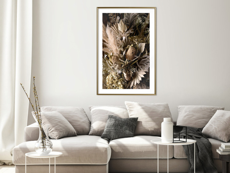 Poster Baroque Splendor - bouquet of various plants on a black background in boho style 130514 additionalImage 15