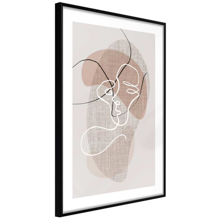 Wall Poster Reflective Morning - line art of a kiss on a beige abstract background 130814 additionalImage 6