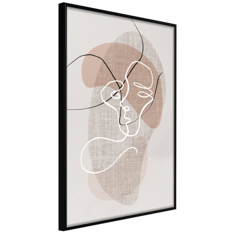 Wall Poster Reflective Morning - line art of a kiss on a beige abstract background 130814 additionalImage 11