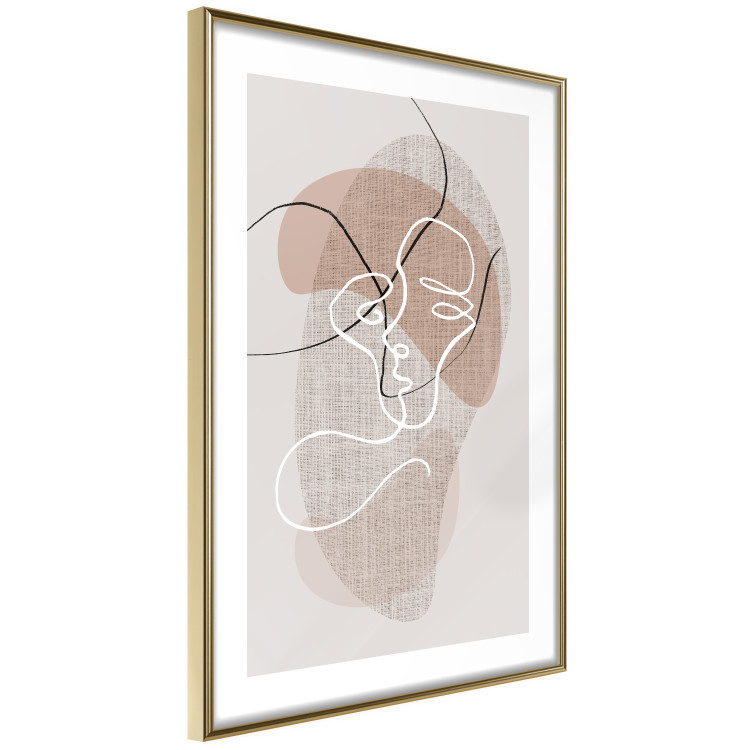 Wall Poster Reflective Morning - line art of a kiss on a beige abstract background 130814 additionalImage 7