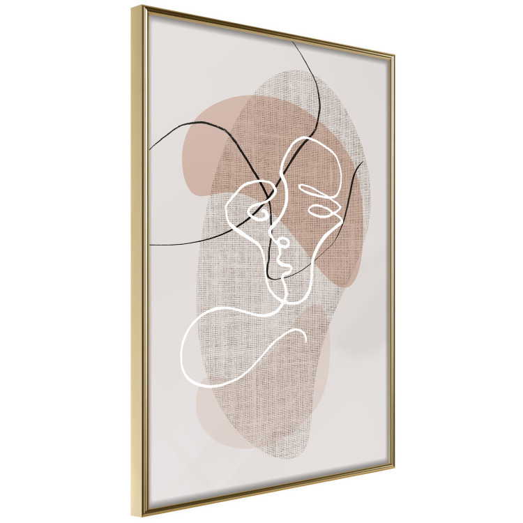 Wall Poster Reflective Morning - line art of a kiss on a beige abstract background 130814 additionalImage 12