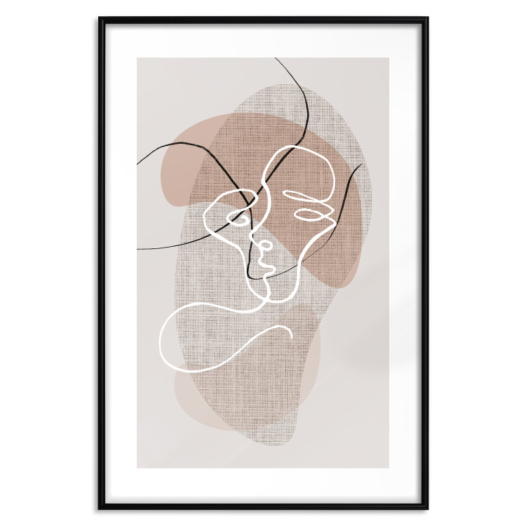 Wall Poster Reflective Morning - line art of a kiss on a beige abstract background 130814 additionalImage 20
