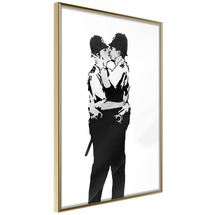 Wall Poster Kissing Coppers - two kissing black figures in Banksy style 132414 additionalImage 12