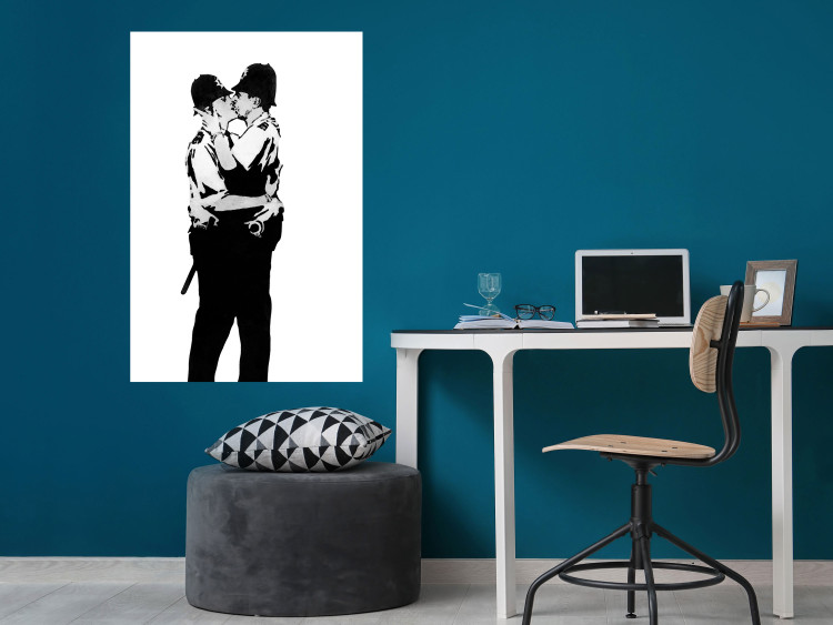 Wall Poster Kissing Coppers - two kissing black figures in Banksy style 132414 additionalImage 14