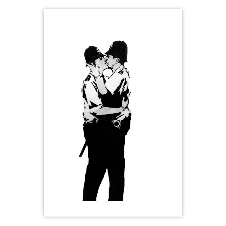 Wall Poster Kissing Coppers - two kissing black figures in Banksy style 132414 additionalImage 18