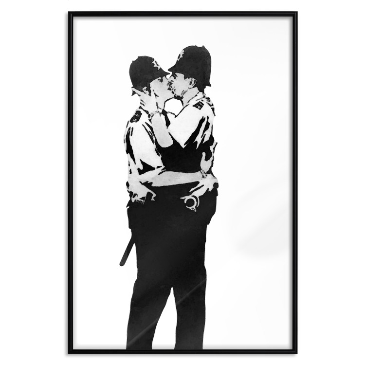 Wall Poster Kissing Coppers - two kissing black figures in Banksy style 132414 additionalImage 17