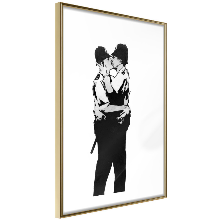 Wall Poster Kissing Coppers - two kissing black figures in Banksy style 132414 additionalImage 8