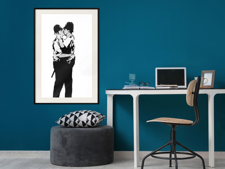 Wall Poster Kissing Coppers - two kissing black figures in Banksy style 132414 additionalImage 21