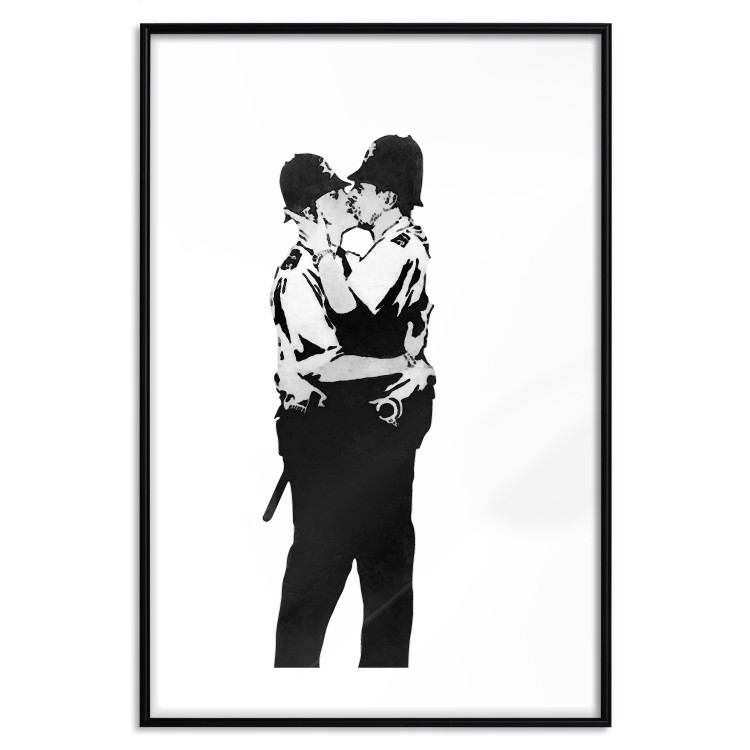 Wall Poster Kissing Coppers - two kissing black figures in Banksy style 132414 additionalImage 19
