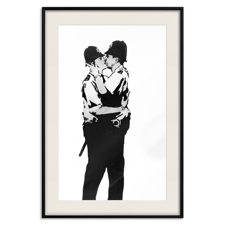 Wall Poster Kissing Coppers - two kissing black figures in Banksy style 132414 additionalImage 22