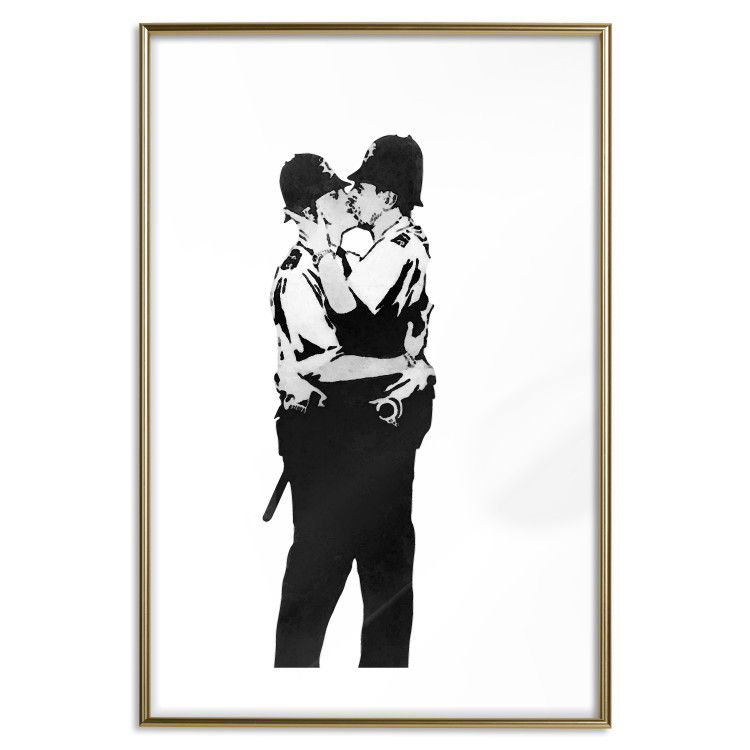 Wall Poster Kissing Coppers - two kissing black figures in Banksy style 132414 additionalImage 27