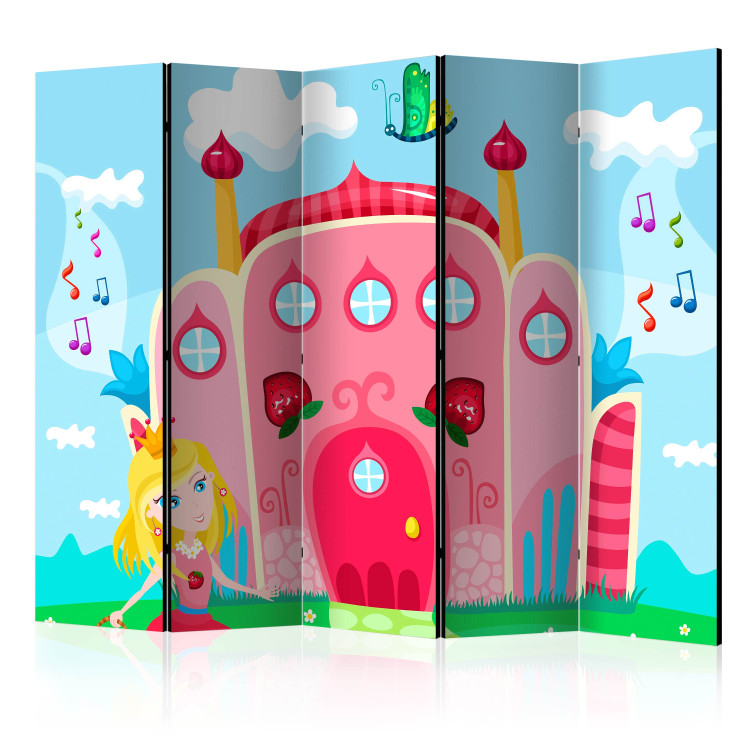Room Divider Castle II (5-piece) - colorful illustration with a girl for children 133014