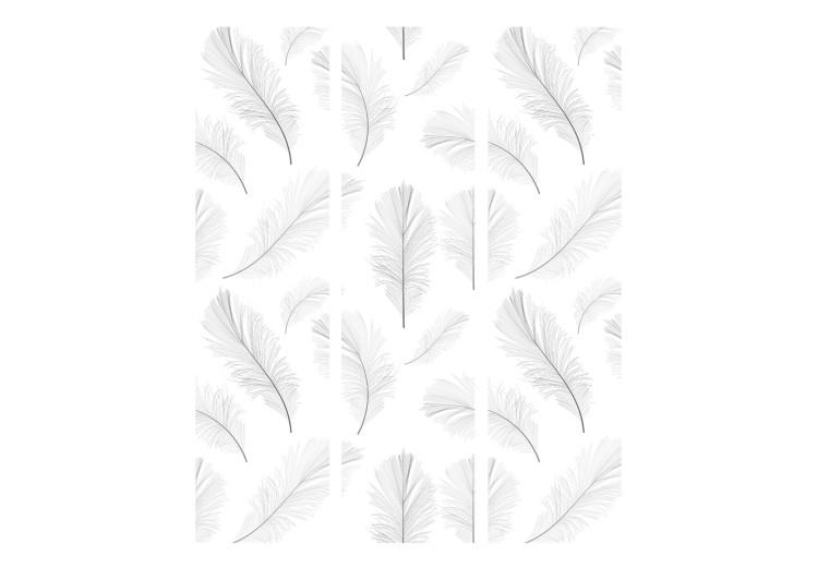 Folding Screen Lightness (3-piece) - light background in delicate feather pattern 133214 additionalImage 3
