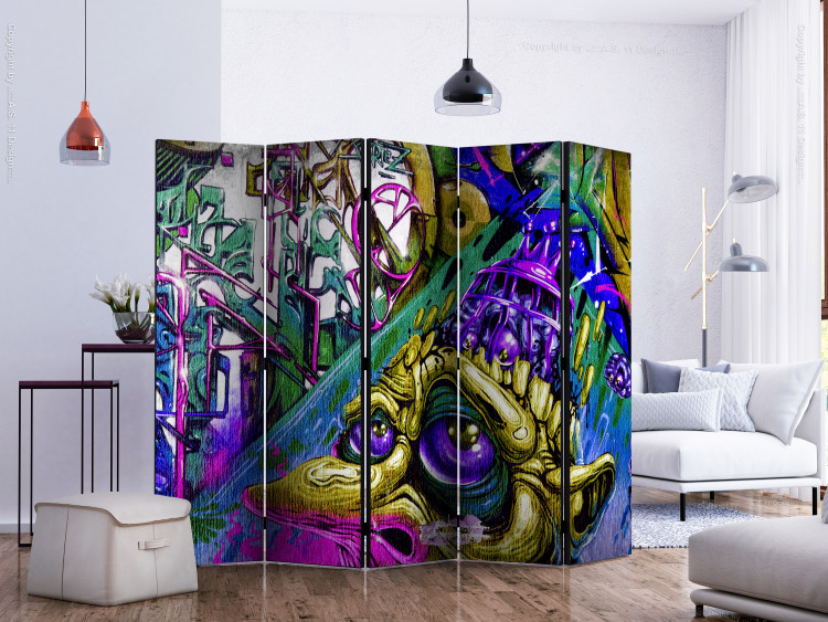 Room Divider Screen Goblin City II (5-piece) - colorful abstraction with figure 133514 additionalImage 2