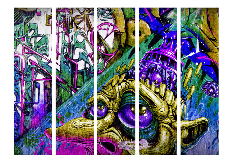 Room Divider Screen Goblin City II (5-piece) - colorful abstraction with figure 133514 additionalImage 3
