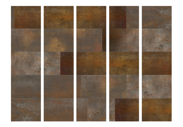 Room Divider Golden Cascade II - rusty metal texture with square plates 133614 additionalImage 3