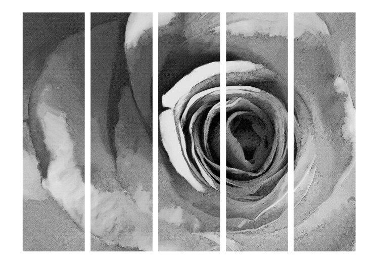 Folding Screen Paper Rose II - black and white abstract pattern of a romantic rose 134014 additionalImage 3