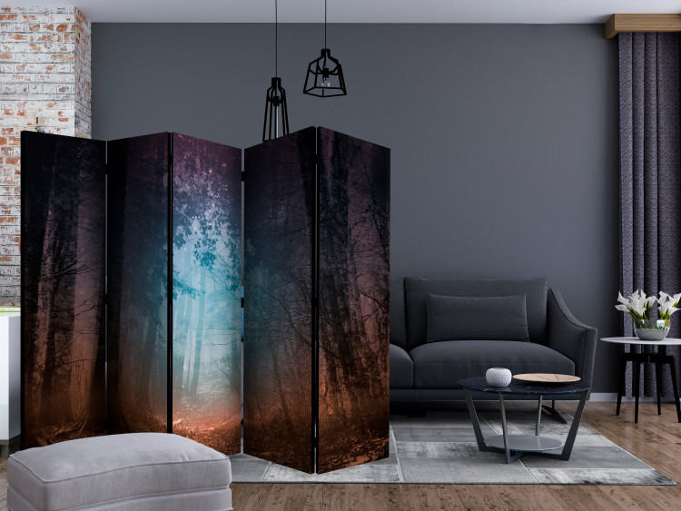 Room Divider Screen Keep Breathing II - landscape of a dark forest with colorful light 134114 additionalImage 4