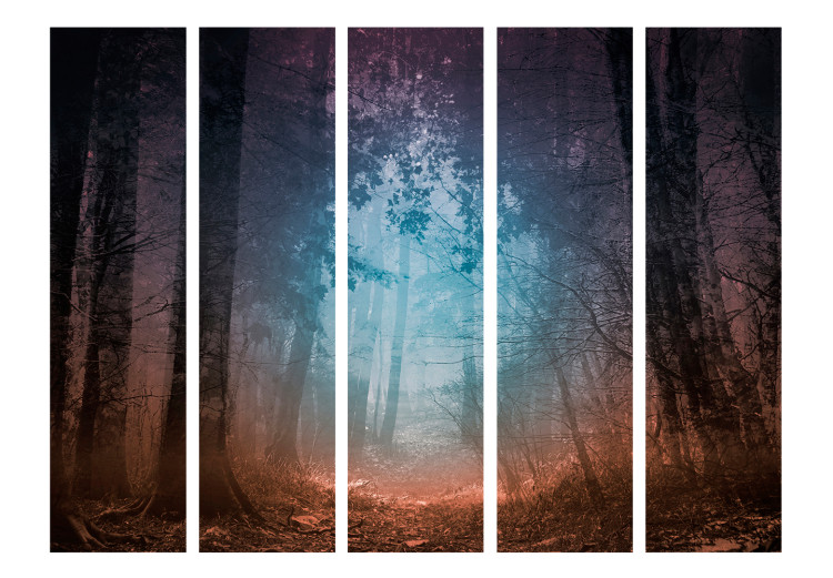 Room Divider Screen Keep Breathing II - landscape of a dark forest with colorful light 134114 additionalImage 3