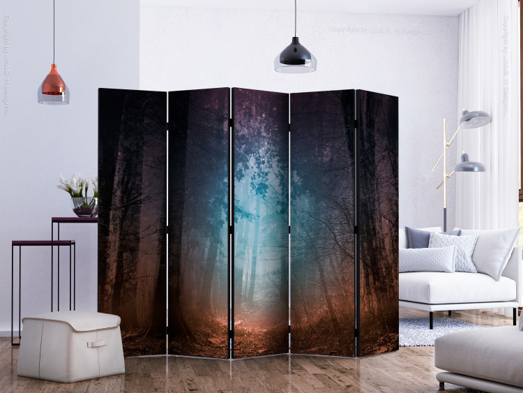 Room Divider Screen Keep Breathing II - landscape of a dark forest with colorful light 134114 additionalImage 2