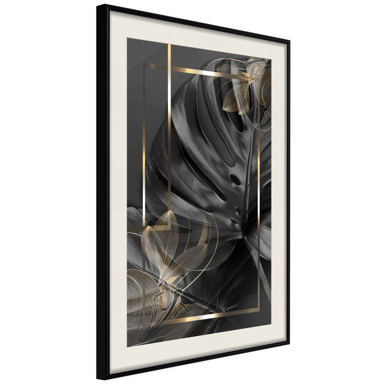 Wall Poster Black and Gold - black leaf composition with delicate golden details 134514 additionalImage 2