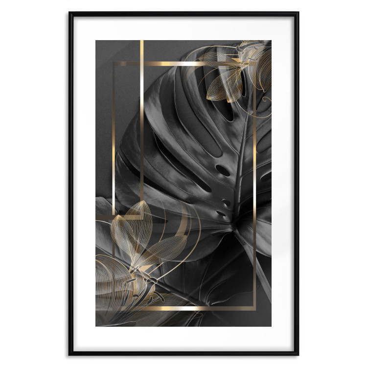 Wall Poster Black and Gold - black leaf composition with delicate golden details 134514 additionalImage 17