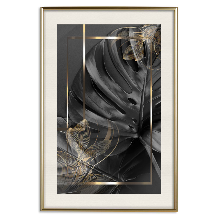 Wall Poster Black and Gold - black leaf composition with delicate golden details 134514 additionalImage 20