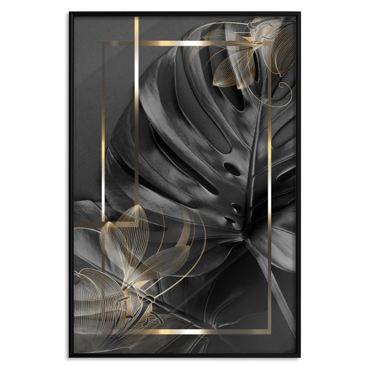 Wall Poster Black and Gold - black leaf composition with delicate golden details 134514 additionalImage 18