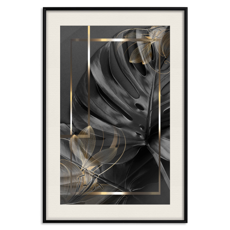 Wall Poster Black and Gold - black leaf composition with delicate golden details 134514 additionalImage 19