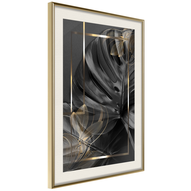 Wall Poster Black and Gold - black leaf composition with delicate golden details 134514 additionalImage 3
