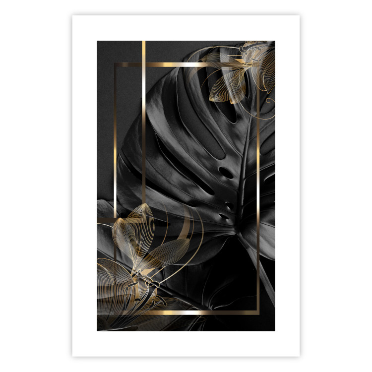 Wall Poster Black and Gold - black leaf composition with delicate golden details 134514 additionalImage 25