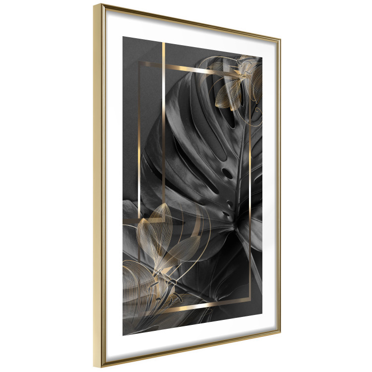 Wall Poster Black and Gold - black leaf composition with delicate golden details 134514 additionalImage 9