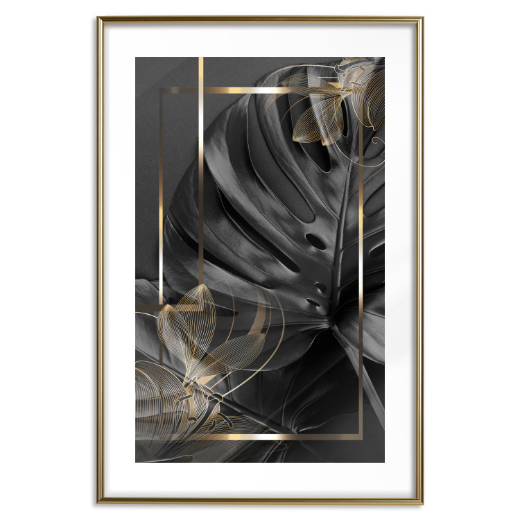 Wall Poster Black and Gold - black leaf composition with delicate golden details 134514 additionalImage 16