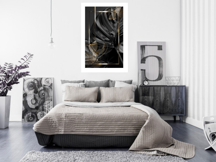 Wall Poster Black and Gold - black leaf composition with delicate golden details 134514 additionalImage 5