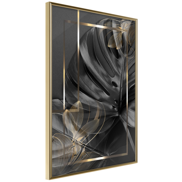 Wall Poster Black and Gold - black leaf composition with delicate golden details 134514 additionalImage 14