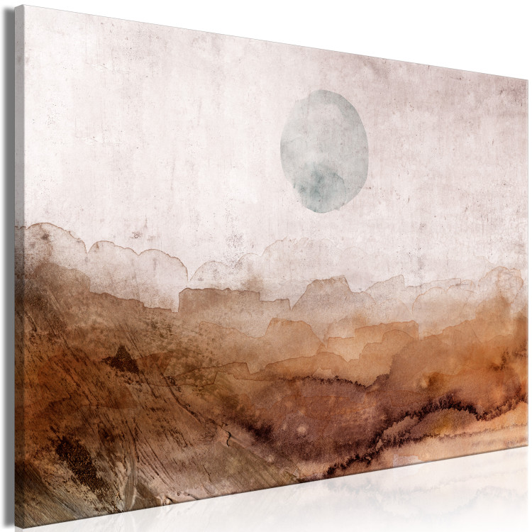 Canvas Art Print Another planet - blurry mountain landscape in mild earth colors 134914 additionalImage 2