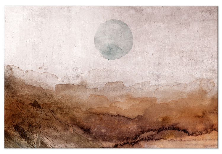 Canvas Art Print Another planet - blurry mountain landscape in mild earth colors 134914