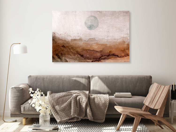 Canvas Art Print Another planet - blurry mountain landscape in mild earth colors 134914 additionalImage 3