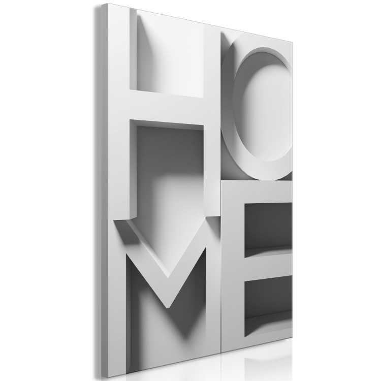 Canvas Print 3d house - three-dimensional inscription home in white, gray and black 135414 additionalImage 2